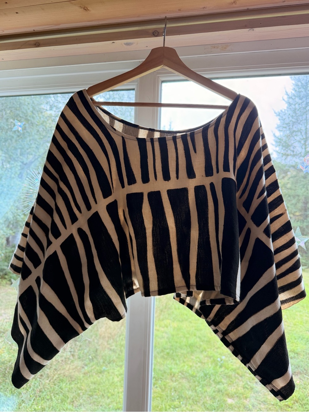 Awanya Mudcloth Bell Sleeve Top: Handwoven Boho Blouse